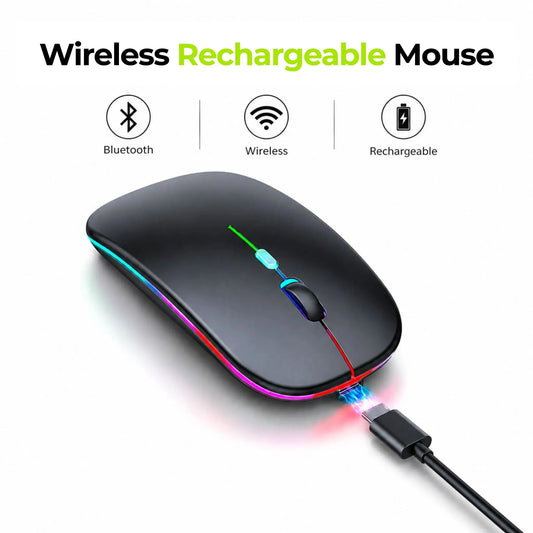 2.4GHz Wireless Optical Mouse – USB Rechargeable RGB Cordless Mouse for PCs & Laptops
