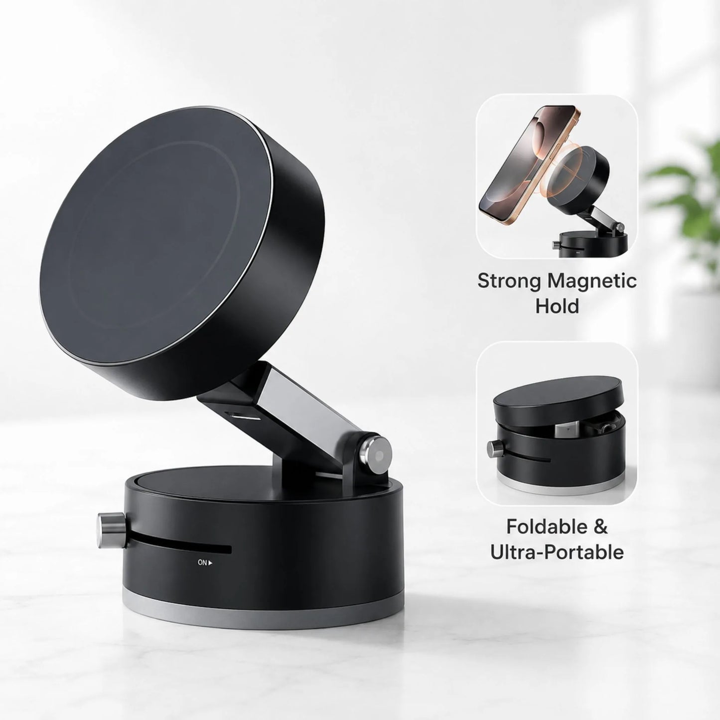 Vacuum Suction Mobile Holder – 360° Adjustable Car Phone Mount