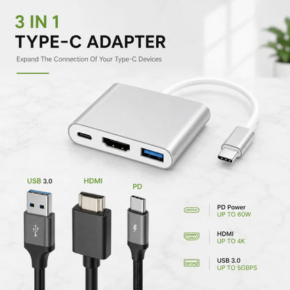 USB Type-C to HDMI, USB 3.0, and Type C Adapter