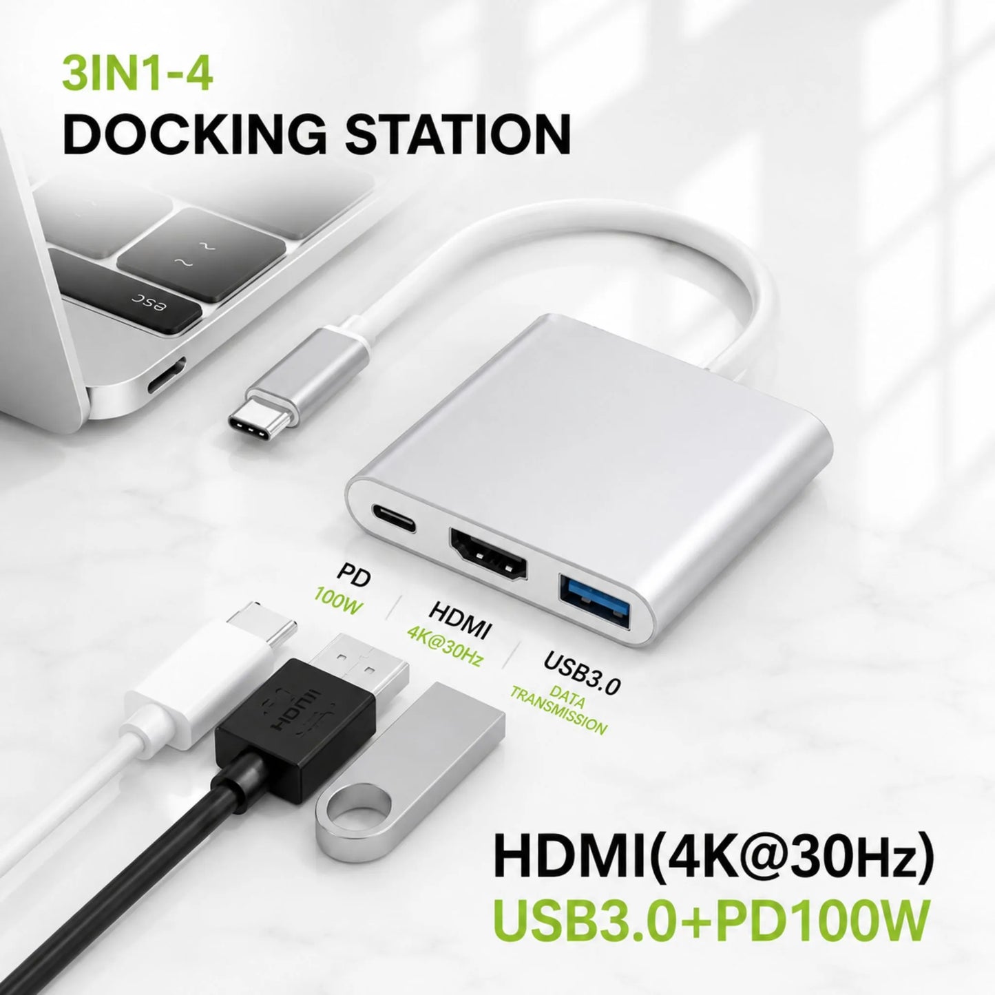 USB Type-C to HDMI, USB 3.0, and Type C Adapter